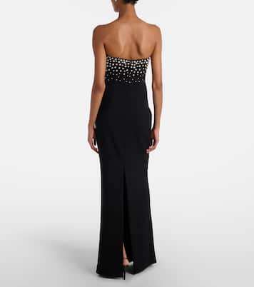 Vestido bustier de fiesta Lynette de crepé adornado | Rebecca Vallance