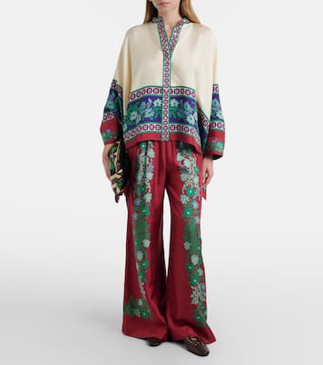 Foulard printed silk twill shirt | La DoubleJ