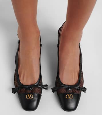 VLogo 레더 메쉬 슬링백 펌프스 | Valentino Garavani