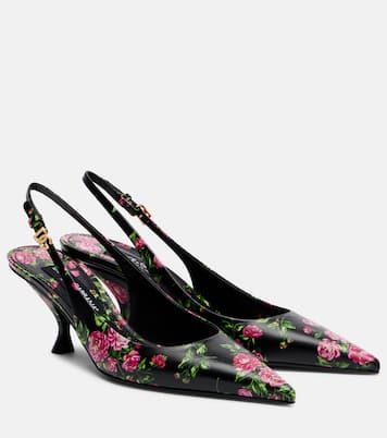 Lollo 60 floral leather slingback pumps | Dolce&Gabbana