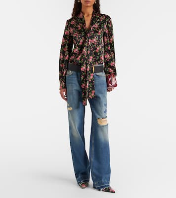 Lollo 60 floral leather slingback pumps | Dolce&Gabbana