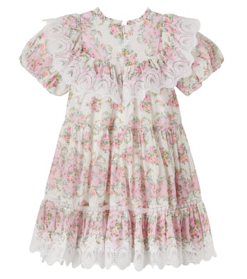 Robe en coton et dentelle à fleurs | Petite Amalie  