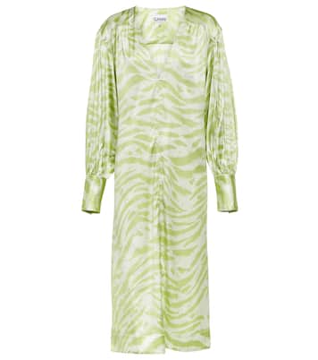 Zebra-print silk-blend midi dress | Ganni