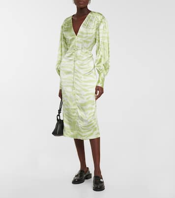 Zebra-print silk-blend midi dress | Ganni