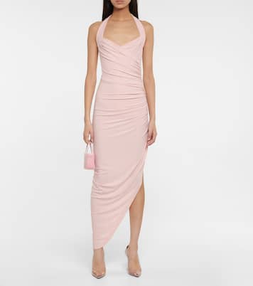 Cayla halterneck ruched midi dress | Norma Kamali