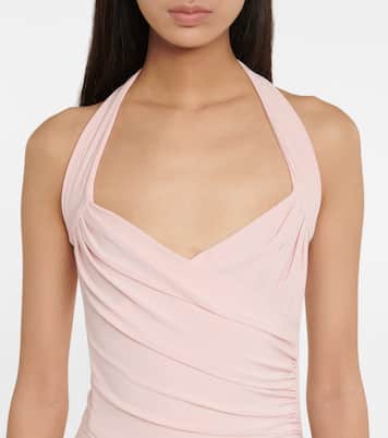 Cayla halterneck ruched midi dress | Norma Kamali