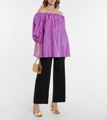Silk taffeta off-shoulder top | Valentino