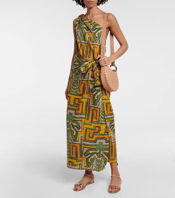 Printed one-shoulder cotton midi dress | Johanna Ortiz