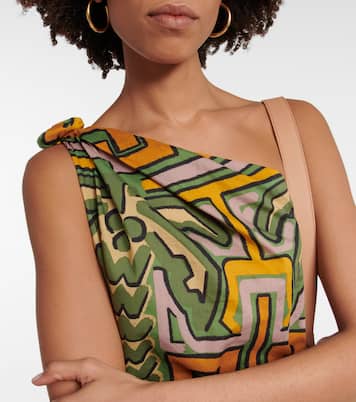 Printed one-shoulder cotton midi dress | Johanna Ortiz