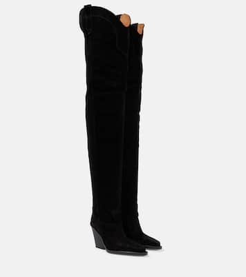 Suede over-the-knee cowboy boots | Paris Texas