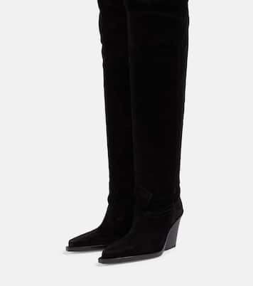 Suede over-the-knee cowboy boots | Paris Texas