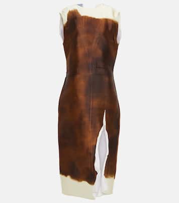 Vestido midi en mezcla de seda | Prada