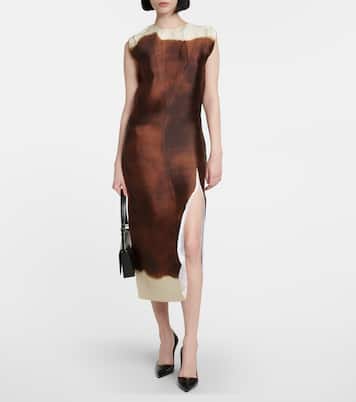 Vestido midi en mezcla de seda | Prada