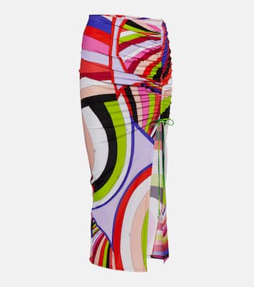 Iride gathered jersey midi skirt | Pucci