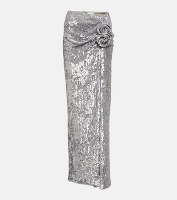 Floral-appliqué sequined maxi skirt | Magda Butrym