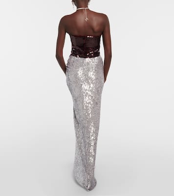 Floral-appliqué sequined maxi skirt | Magda Butrym