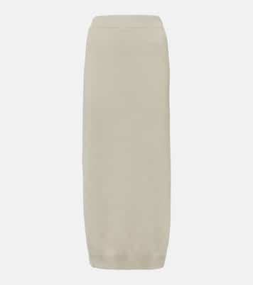 Gonna midi in maglia di cotone a coste | Brunello Cucinelli