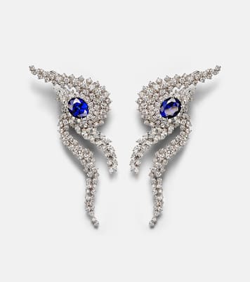 Orecchini in oro bianco 18kt con diamanti e zaffiri | Yeprem