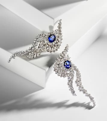 Orecchini in oro bianco 18kt con diamanti e zaffiri | Yeprem