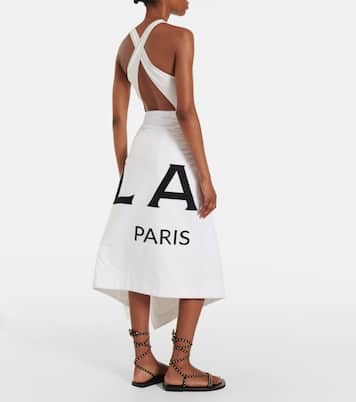 Falda midi de algodón con logo | Alaïa
