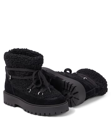 Suede-trimmed faux shearling ankle boots | Il Gufo