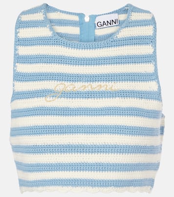 条纹棉质钩边短款上衣 | Ganni