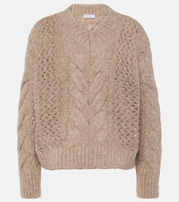 Pullover in misto cotone a trecce | Brunello Cucinelli