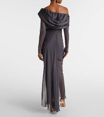 Asymmetric sheer silk maxi dress | Christopher Esber