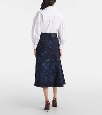 Jupe midi en jean à fleurs | Erdem