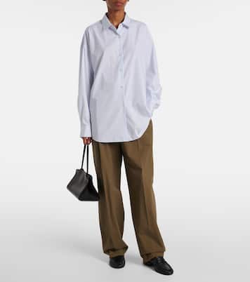 Pantalones anchos Lilas de popelín de tiro alto | The Row