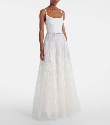 Vestido de novia de tul bordado | Elie Saab