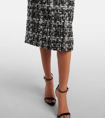 Jupe midi en laine, coton et soie mélangés à carreaux | Dolce&Gabbana