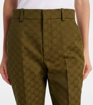 Pantaloni bootcut in jacquard di misto cotone GG | Gucci