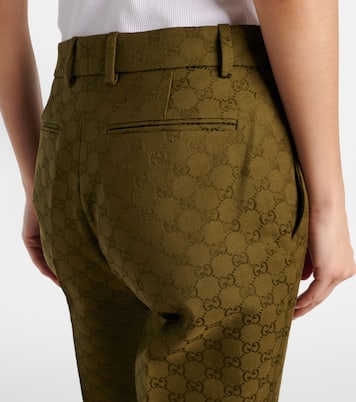 Pantaloni bootcut in jacquard di misto cotone GG | Gucci