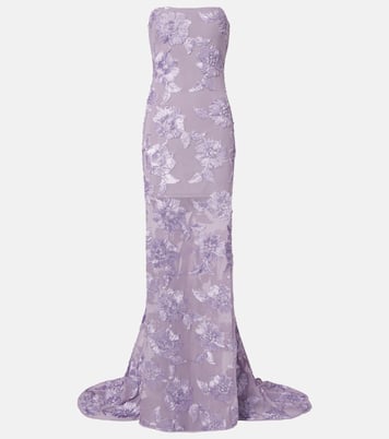 Vestido largo con aplique floral | Rotate