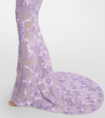 Vestido largo con aplique floral | Rotate