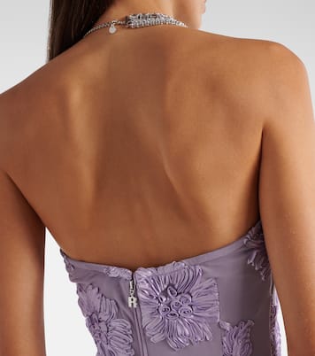 Vestido largo con aplique floral | Rotate