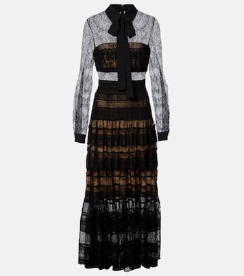 Lace and macramé midi dress | Elie Saab