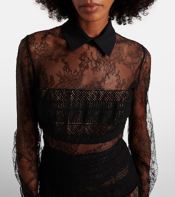 Lace and macramé midi dress | Elie Saab