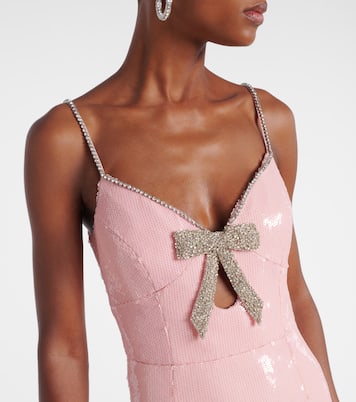 Lena bow-detail sequined gown | Rebecca Vallance