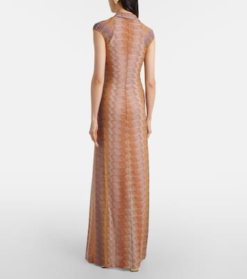 Gathered asymmetric lamé maxi dress | Missoni