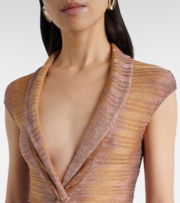 Gathered asymmetric lamé maxi dress | Missoni