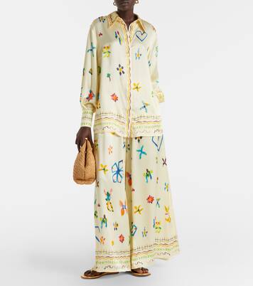 Pantalones palazzo Sidi de seda floral | Alémais