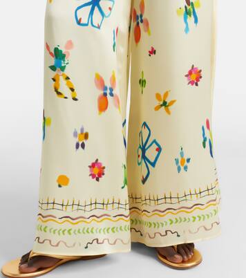 Pantalones palazzo Sidi de seda floral | Alémais