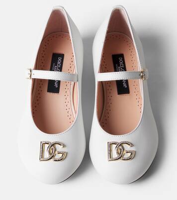 DG embellished leather ballet flats | Dolce&Gabbana Kids