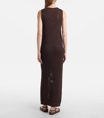 Vestido largo calado en mezcla de algodón | Brunello Cucinelli