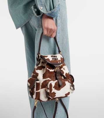 Cow-print calf hair backpack | Miu Miu