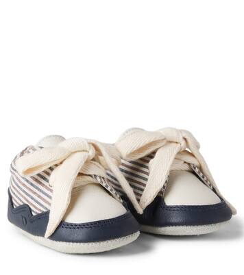Baby Pluksel leather-trimmed striped booties | Donsje