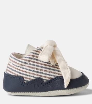 Baby Pluksel leather-trimmed striped booties | Donsje