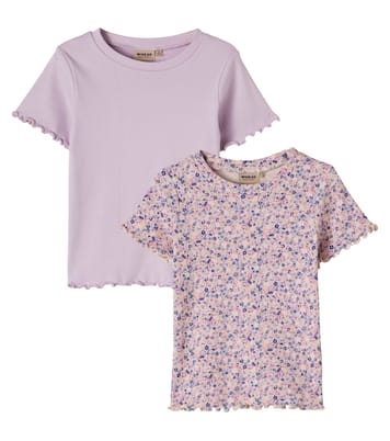 Alicia set of 2 ribbed-knit cotton T-shirts | Wheat